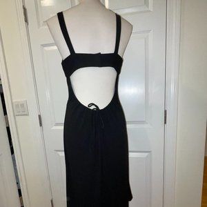 HUGO Biscati Collection black jersey low backless knit knee length dress 6 S